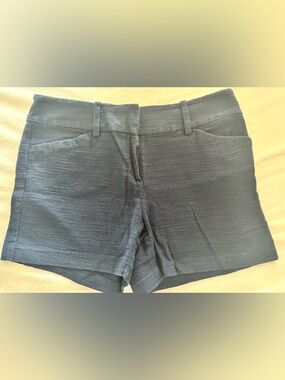 Ann Taylor Navy Textured Cotton Blend Dress Shorts